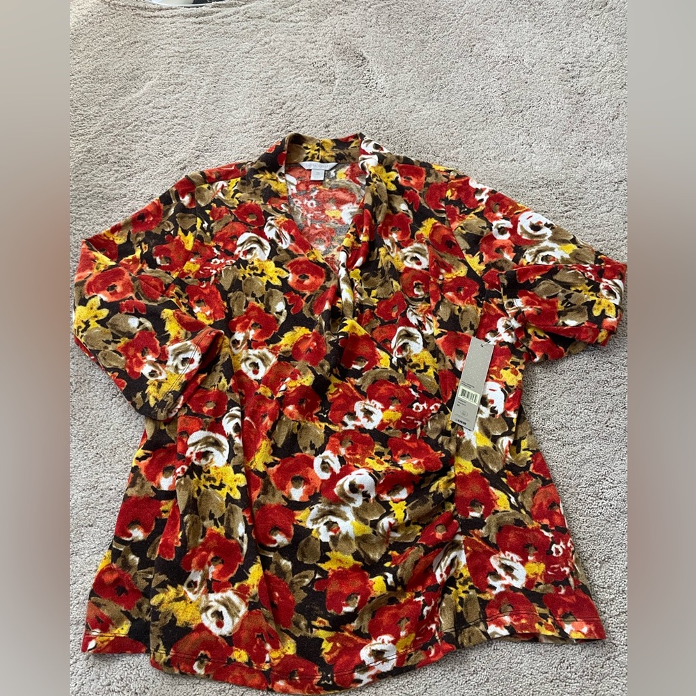Laura Ashley Womans Floral Cardigan/top Size 2X